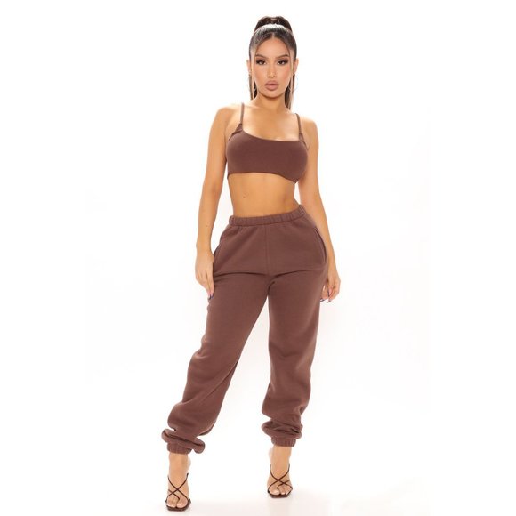 Fashion Nova Pants - NWT Fashion Nova Jogger Set in Chocolate Size M